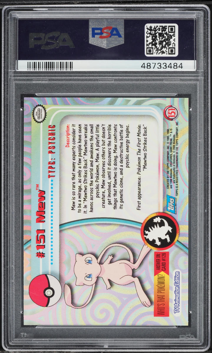 2000 Topps Pokemon TV Animation Series 3 Rainbow Foil Mew #151 PSA 10 GEM MINT