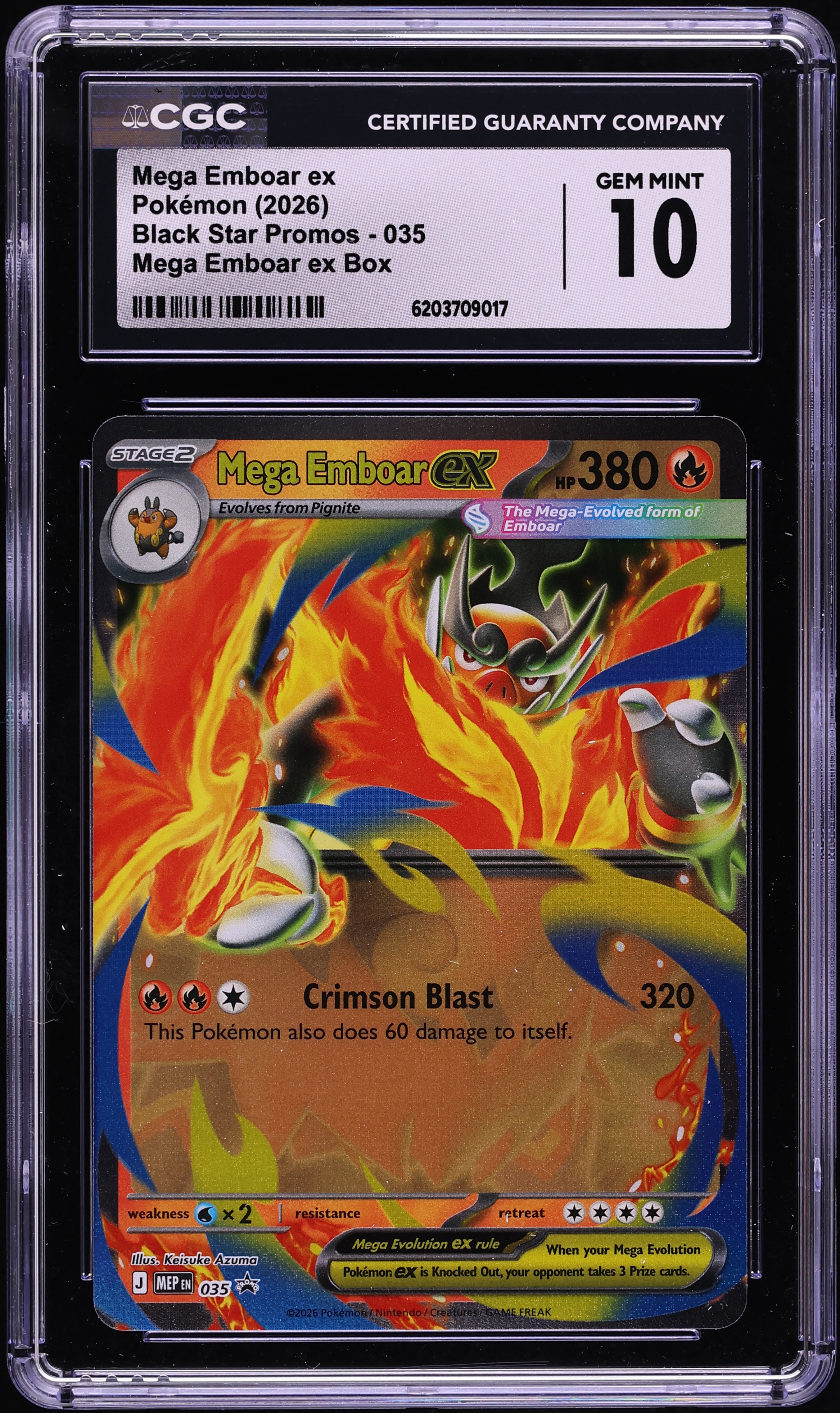 2026 Pokemon Mega Evolution Promo Box Mega Emboar ex #35 CGC 10 GEM MINT