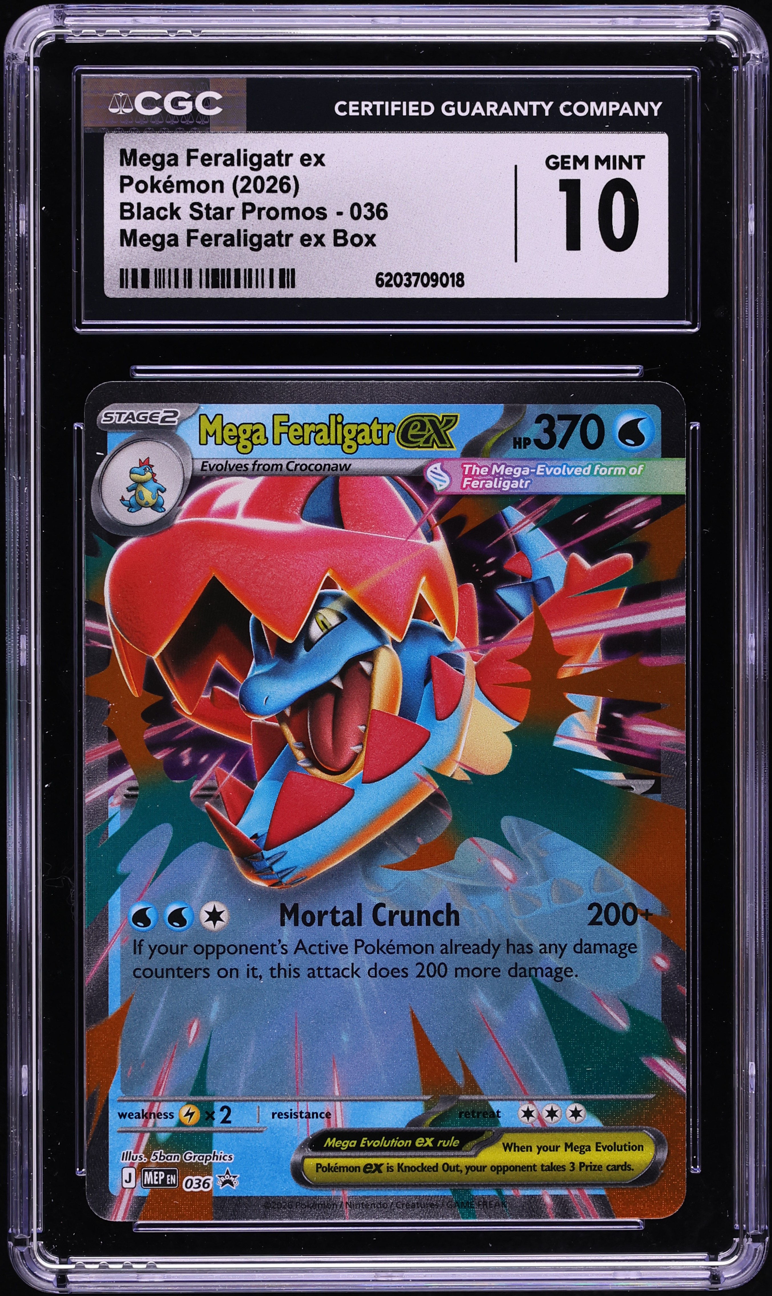 2026 Pokemon Mega Evolution Promo Box Mega Feraligatr Ex #36 CGC 10 GEM MINT