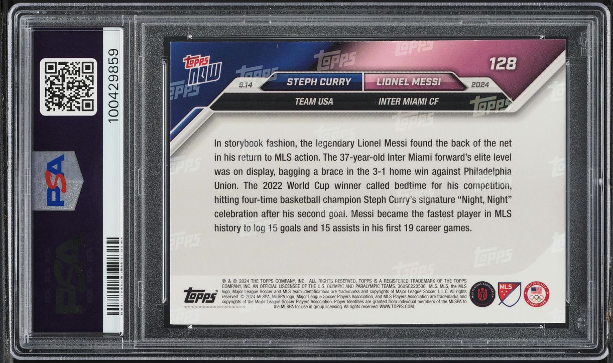 2024 Topps Now MLS Stephen Curry Lionel Messi #128 PSA 6 EXMT