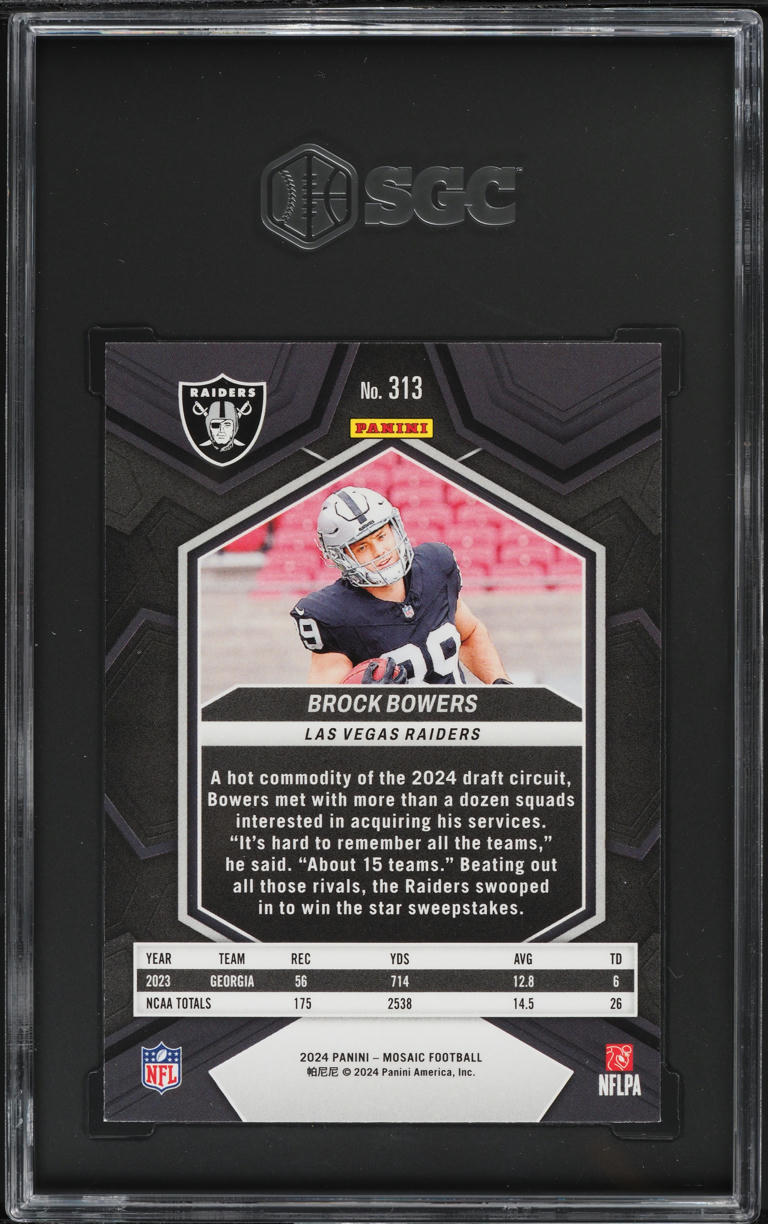 2024 Panini Mosaic Brock Bowers ROOKIE #313 SGC 6 EXMT