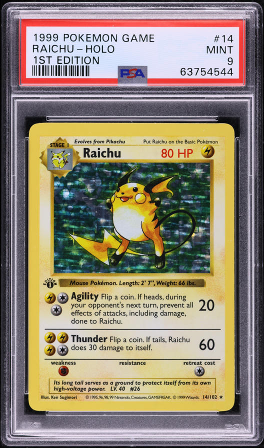 1999 Pokemon Fossil Holo Raichu #14 CGC 7 NRMT on Fanatics Collect