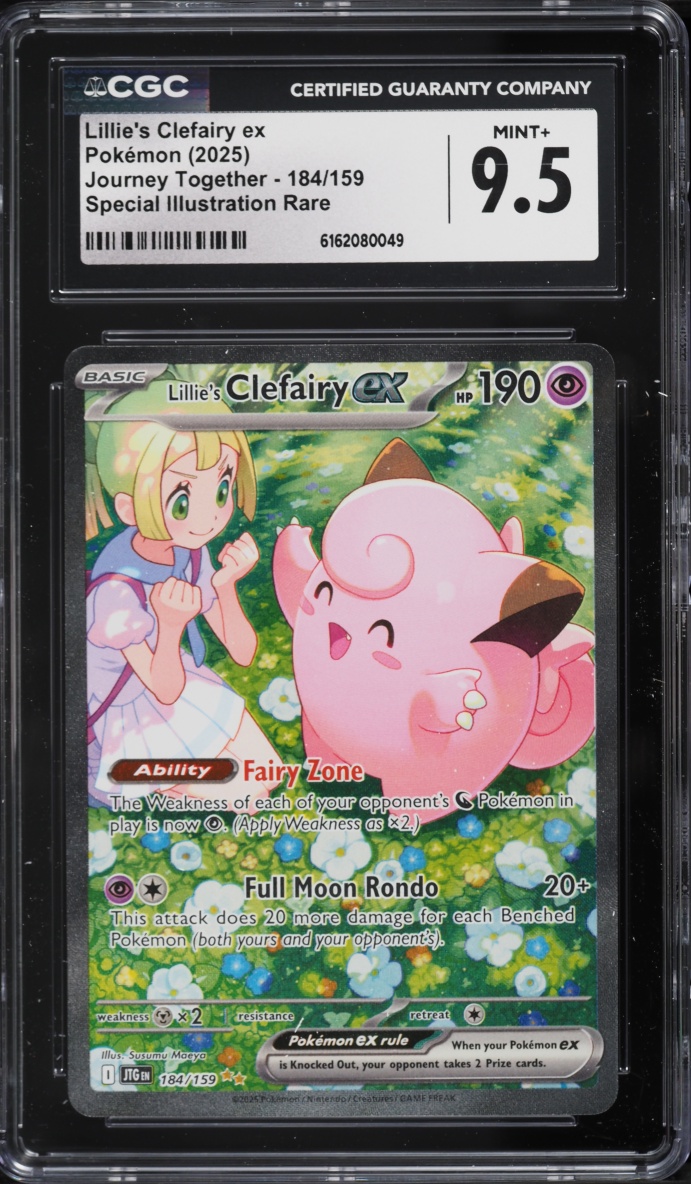 2025 Pokemon Scarlet & Violet Journey Together SIR Lillie's Clefairy Ex #184 CGC 9.5 MINT+