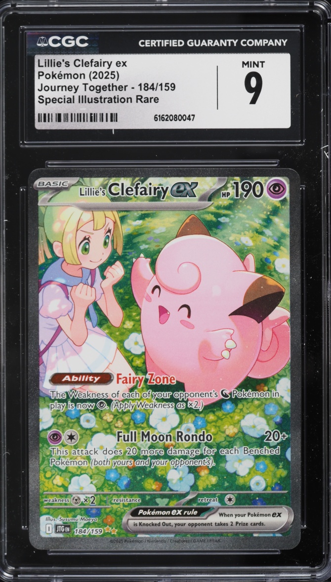 2025 Pokemon Scarlet & Violet Journey Together SIR Lillie's Clefairy Ex #184 CGC 9 MINT