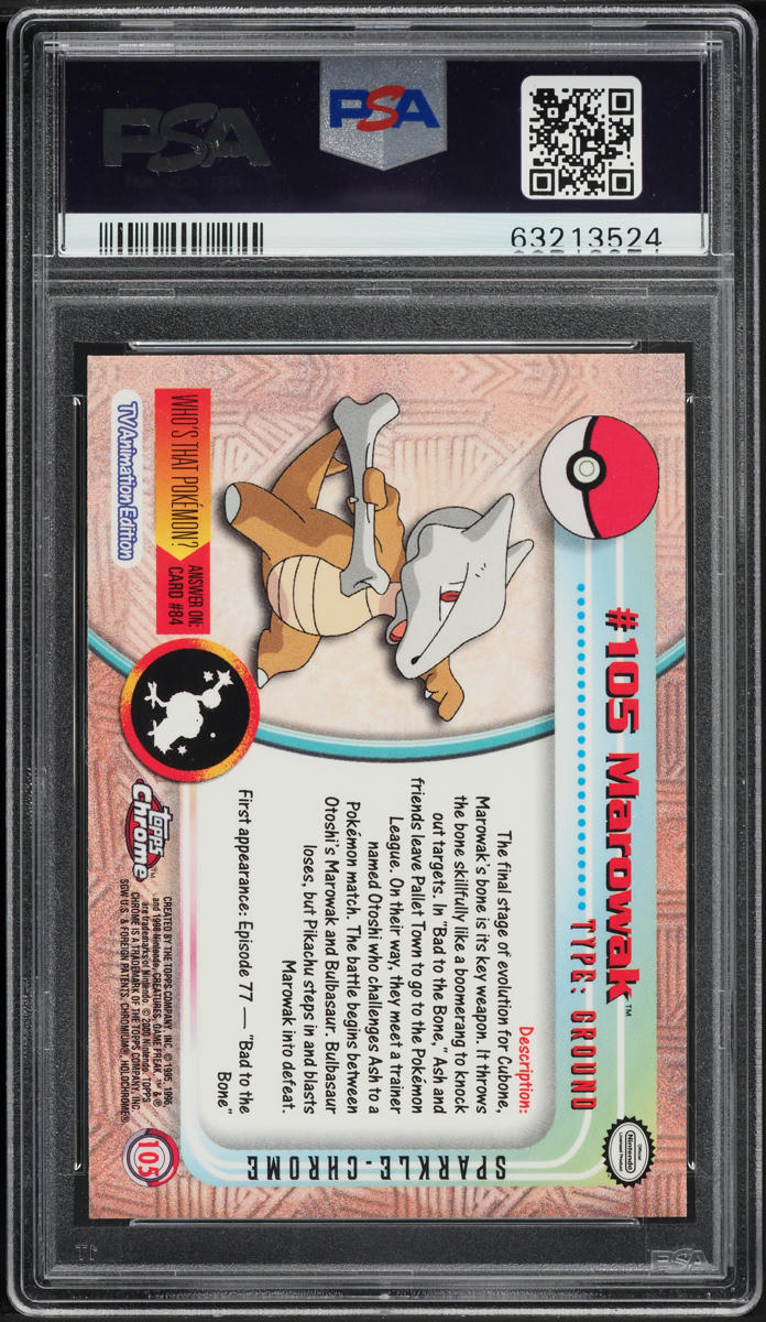2000 Topps Chrome Pokemon Series 2 Sparkle Marowak #105 PSA 10 GEM MINT