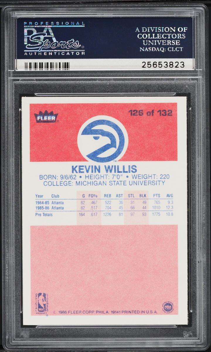 1986 Fleer Basketball Kevin Willis #126 PSA 10 GEM MINT