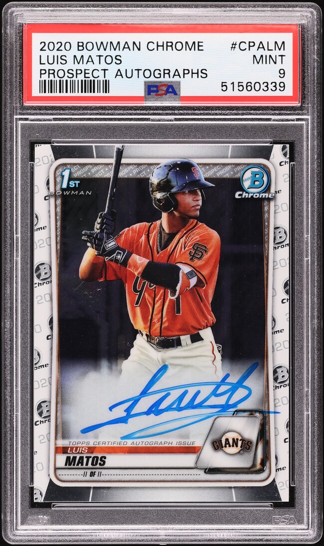 2020 Bowman Chrome Luis Matos PROSPECT AUTO #CPA-LM PSA 9 MINT
