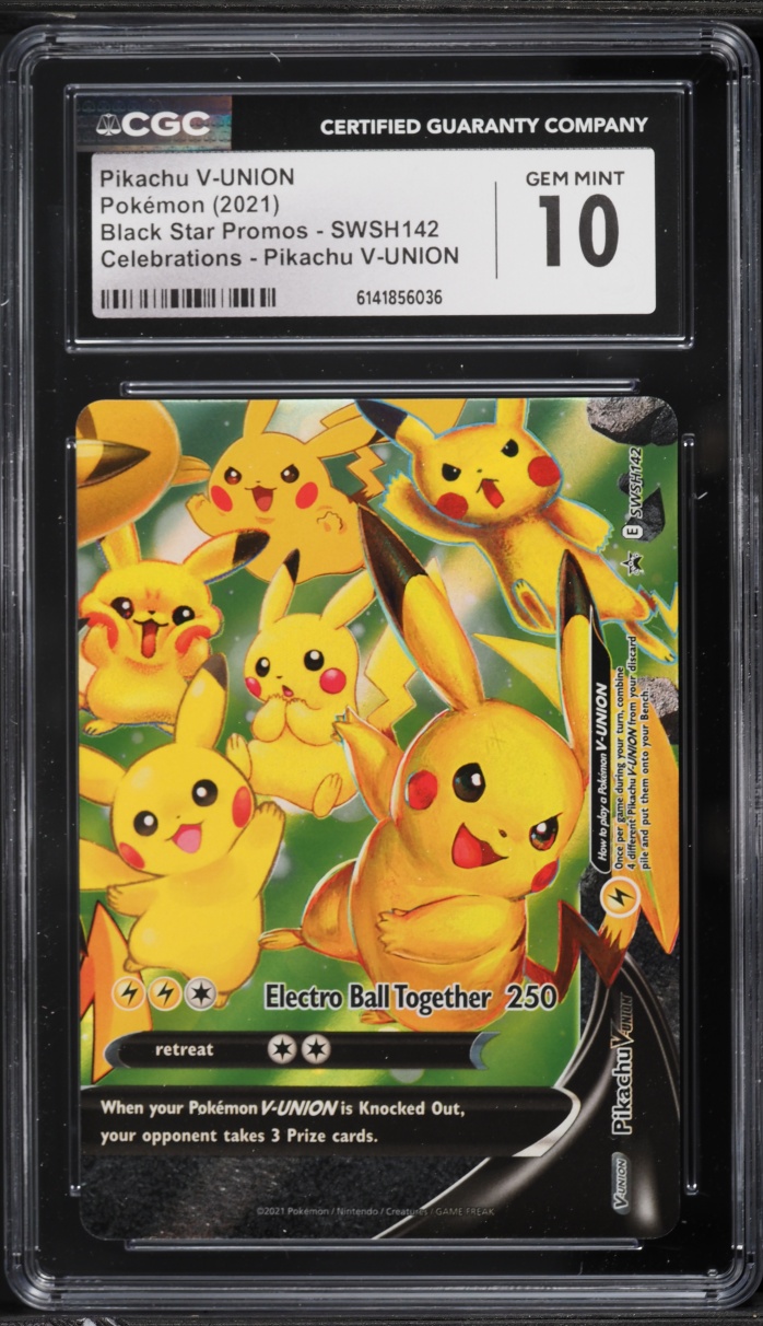 2021 Pokemon Sword & Shield Promo Celebrations Holo Pikachu V-UNION #SWSH142 CGC 10 GEM MINT