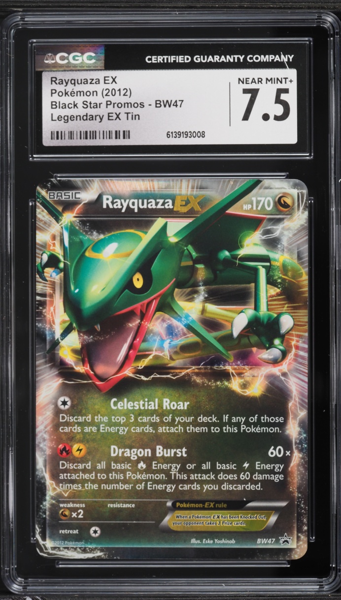 2012 Pokemon Black & White Promo Legendary EX Tin Holo Rayquaza EX #BW47 CGC 7.5 NRMT+