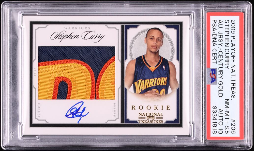 2009 National Treasures Gold Stephen Curry ROOKIE PATCH AUTO DNA 10 /25 PSA 8.5