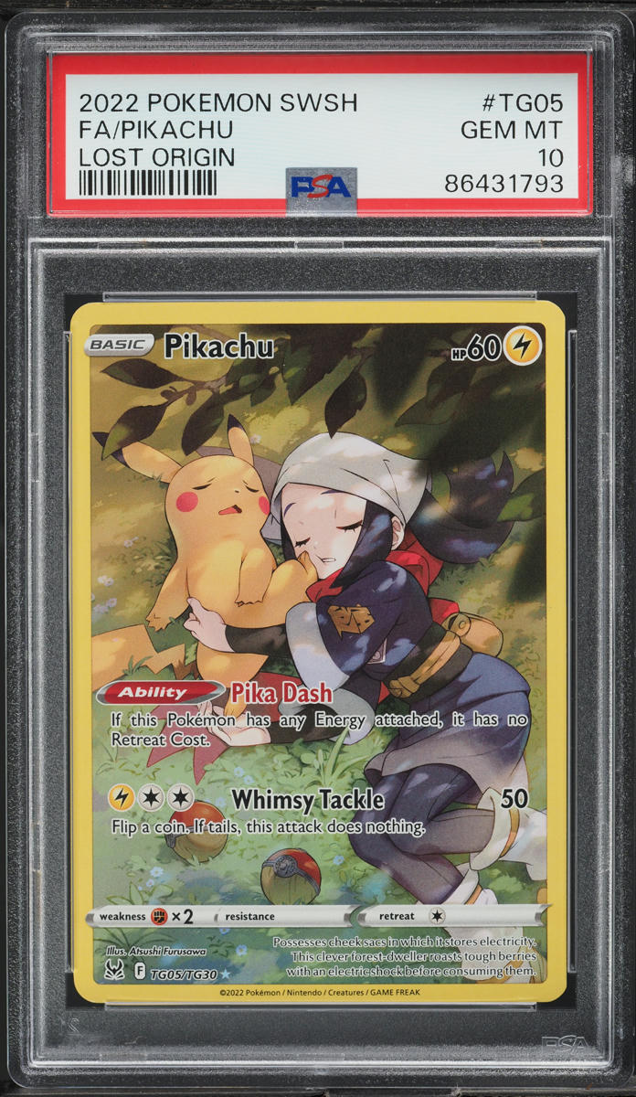 2022 Pokemon Sword & Shield Lost Origin Full Art Pikachu #TG05 PSA 10 GEM MINT