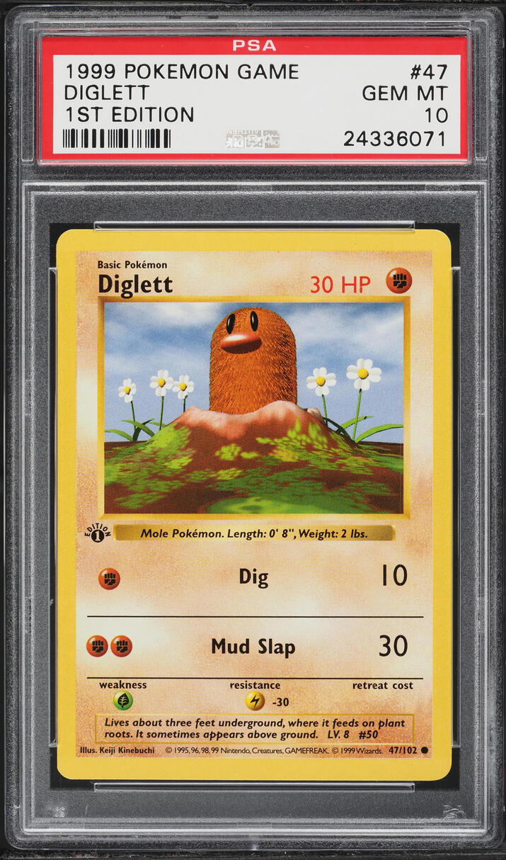 1999 Pokemon Base Set Shadowless 1st Edition Diglett #47 PSA 10 GEM MINT