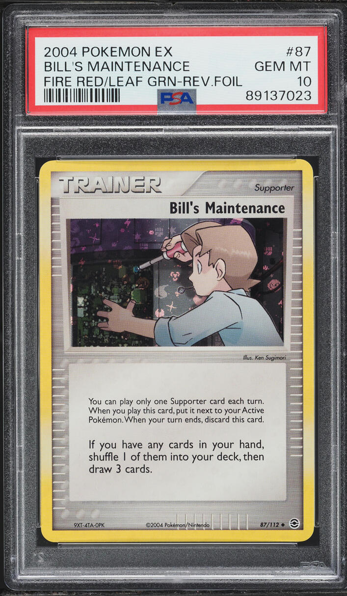 2004 Pokemon EX Fire Red & Leaf Green Reverse Holo Bill's Maintenance #87 PSA 10 GEM MINT