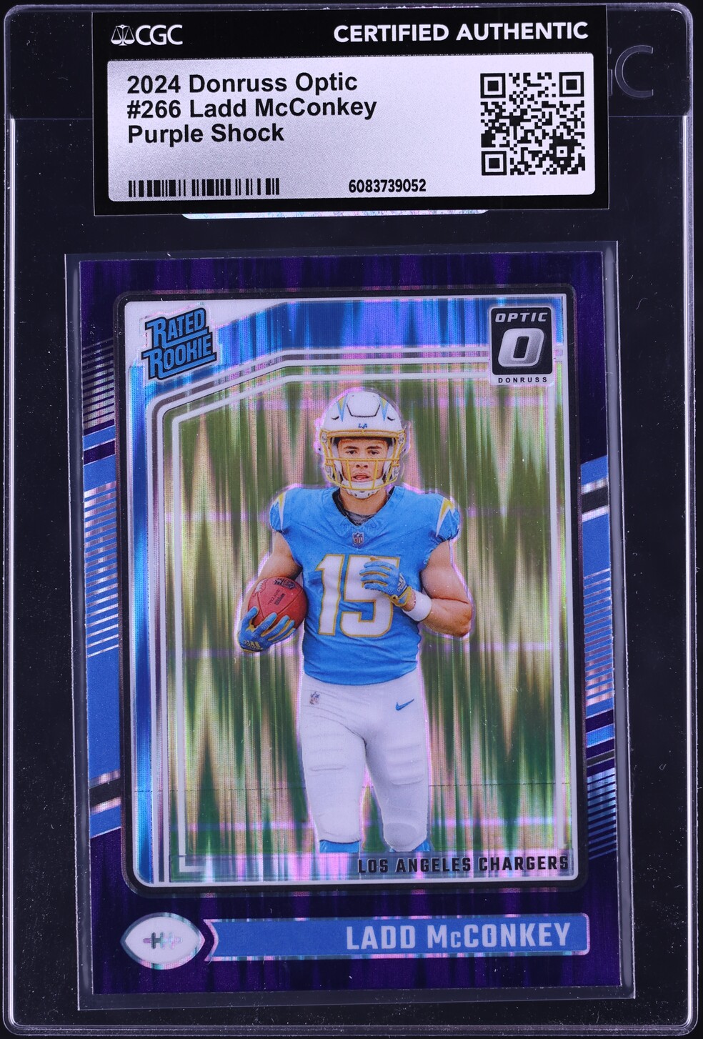 2024 Donruss Optic Purple Shock Ladd McConkey ROOKIE #266 CGC AUTH