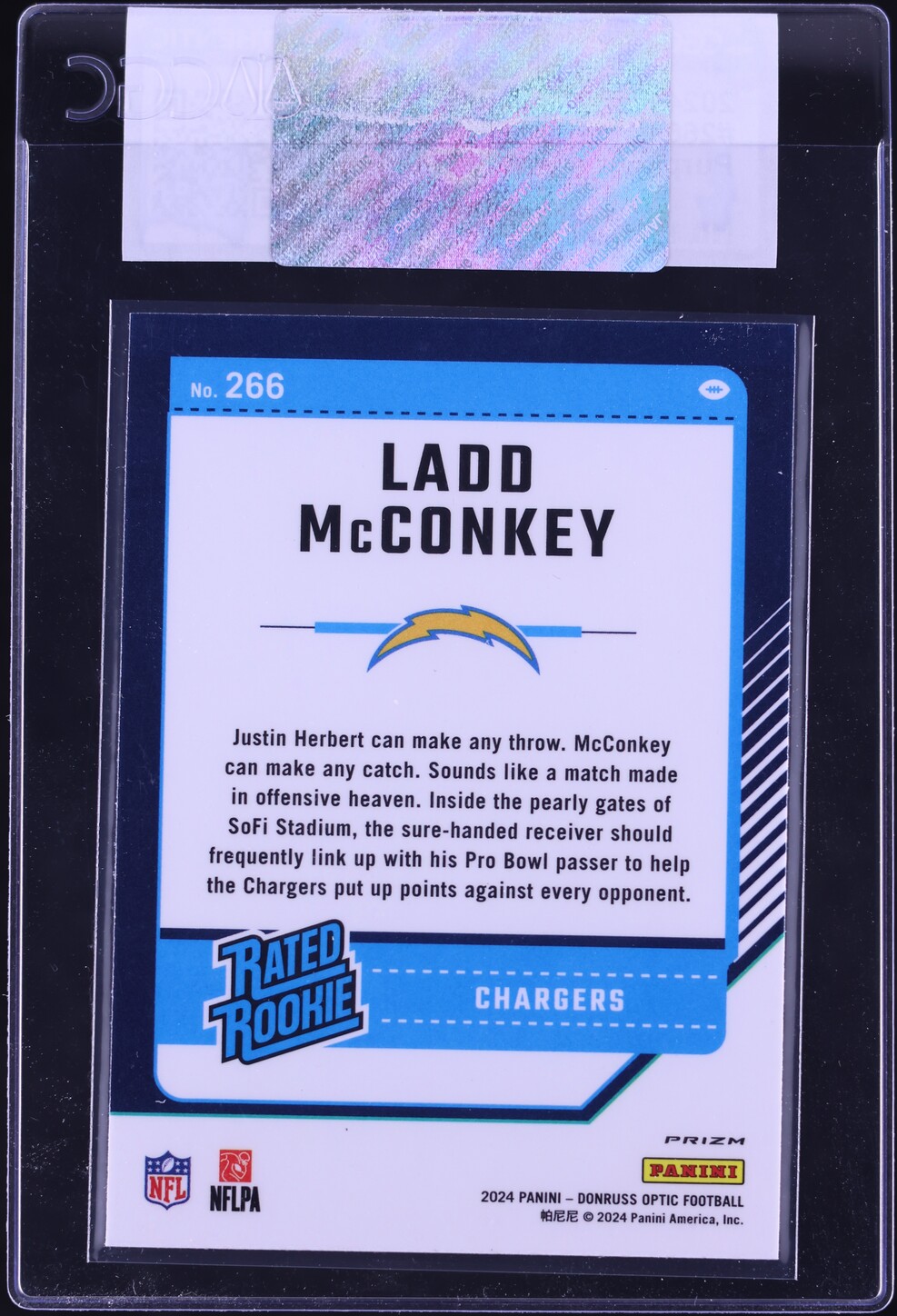 2024 Donruss Optic Purple Shock Ladd McConkey ROOKIE #266 CGC AUTH