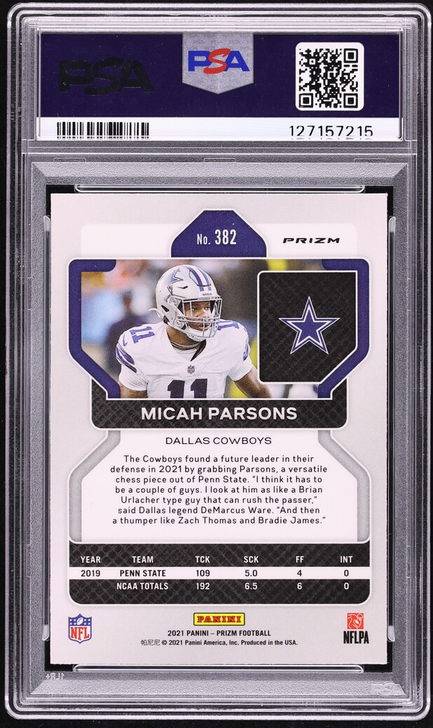 2021 Panini Prizm Red White Blue Micah Parsons ROOKIE #382 PSA 9 MINT