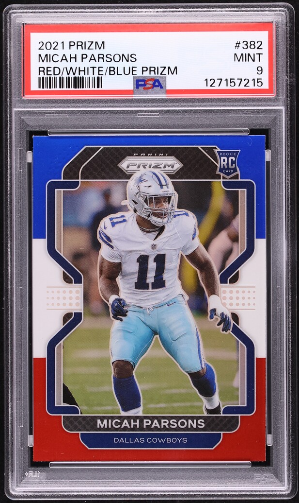 2021 Panini Prizm Red White Blue Micah Parsons ROOKIE #382 PSA 9 MINT