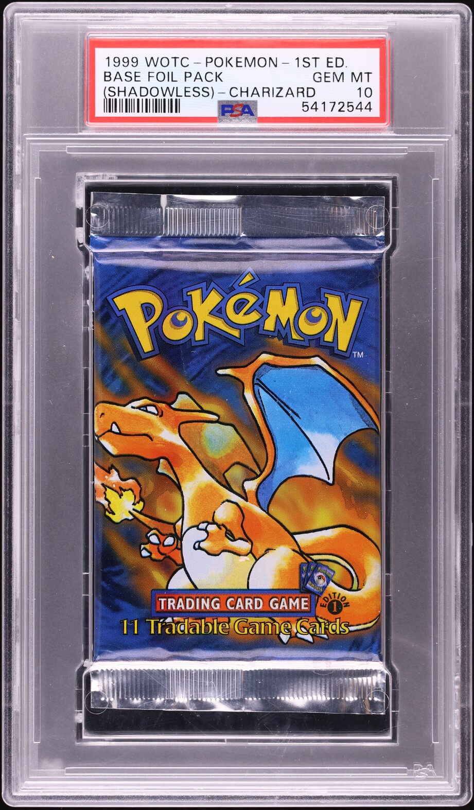 1999 Pokemon Base Set Shadowless 1st Edition Foil Pack Charizard PSA 10 GEM MINT