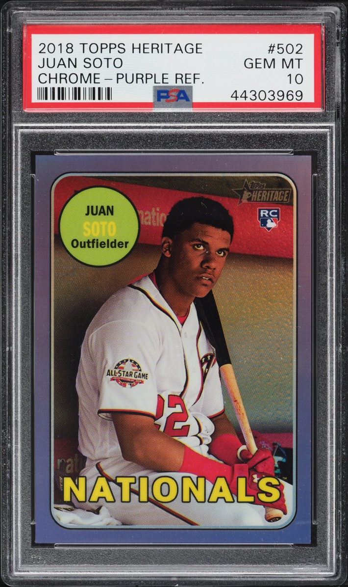 2018 Topps Heritage Chrome Purple Refractor Juan Soto ROOKIE #THC-502 PSA 10 GEM MINT