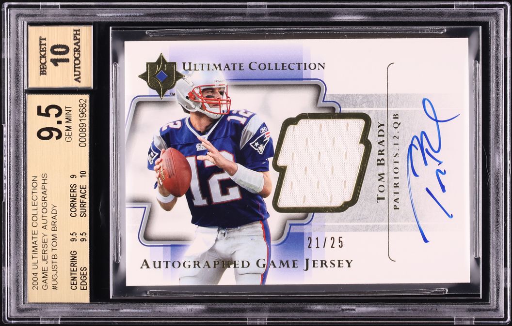 2004 Ultimate Collection Game Jersey Tom Brady PATCH AUTO /25 #UGJS-TB BGS 9.5 GEM MINT