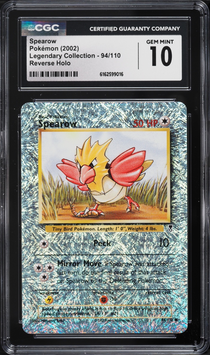 2002 Pokemon Legendary Collection Reverse Holo Spearow #94 CGC 10 GEM MINT