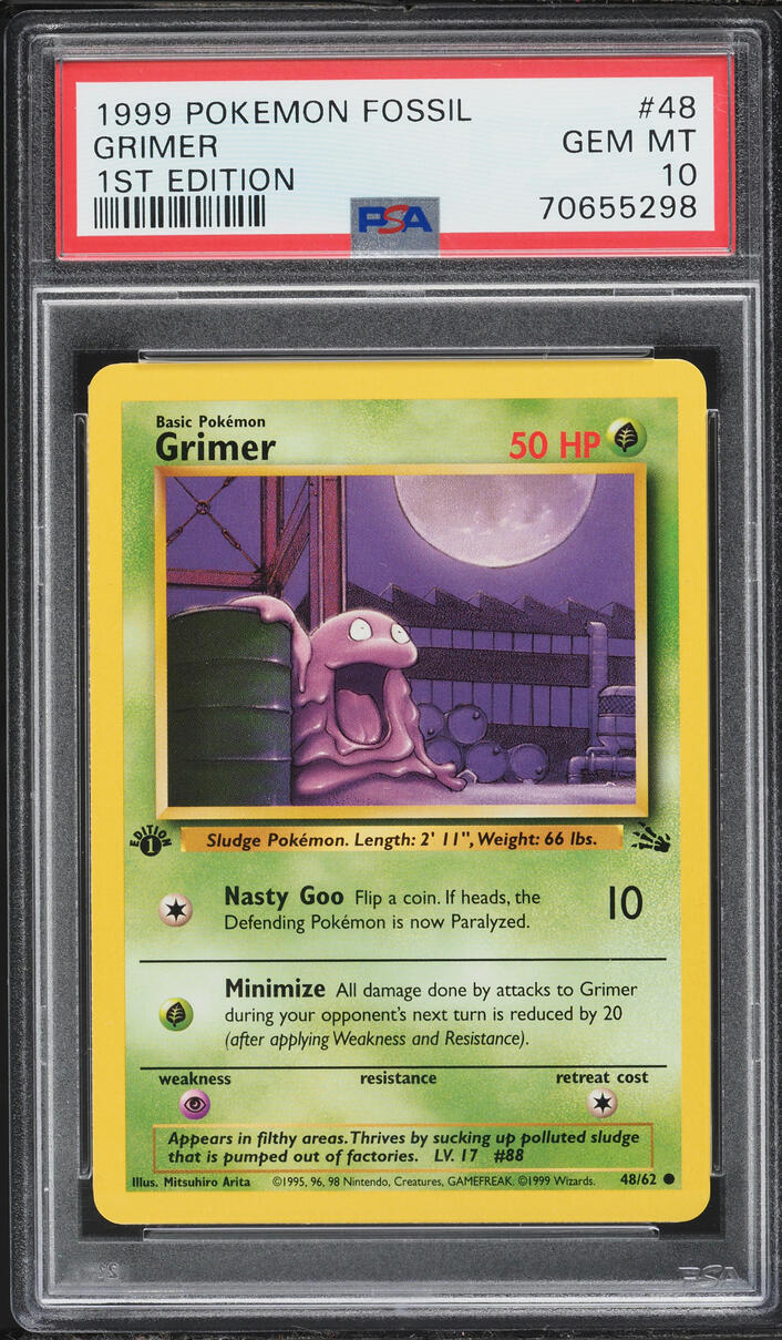 1999 Pokemon Fossil 1st Edition Grimer #48 PSA 10 GEM MINT