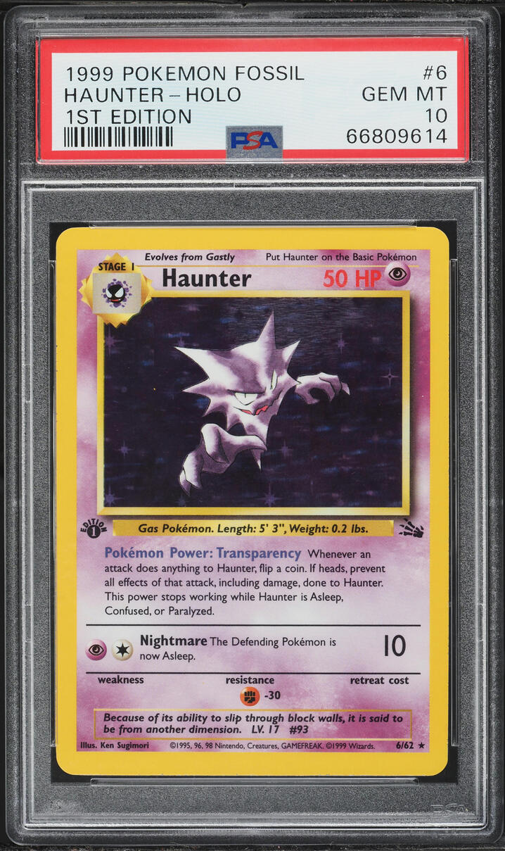 1999 Pokemon Fossil 1st Edition Holo Haunter #6 PSA 10 GEM MINT