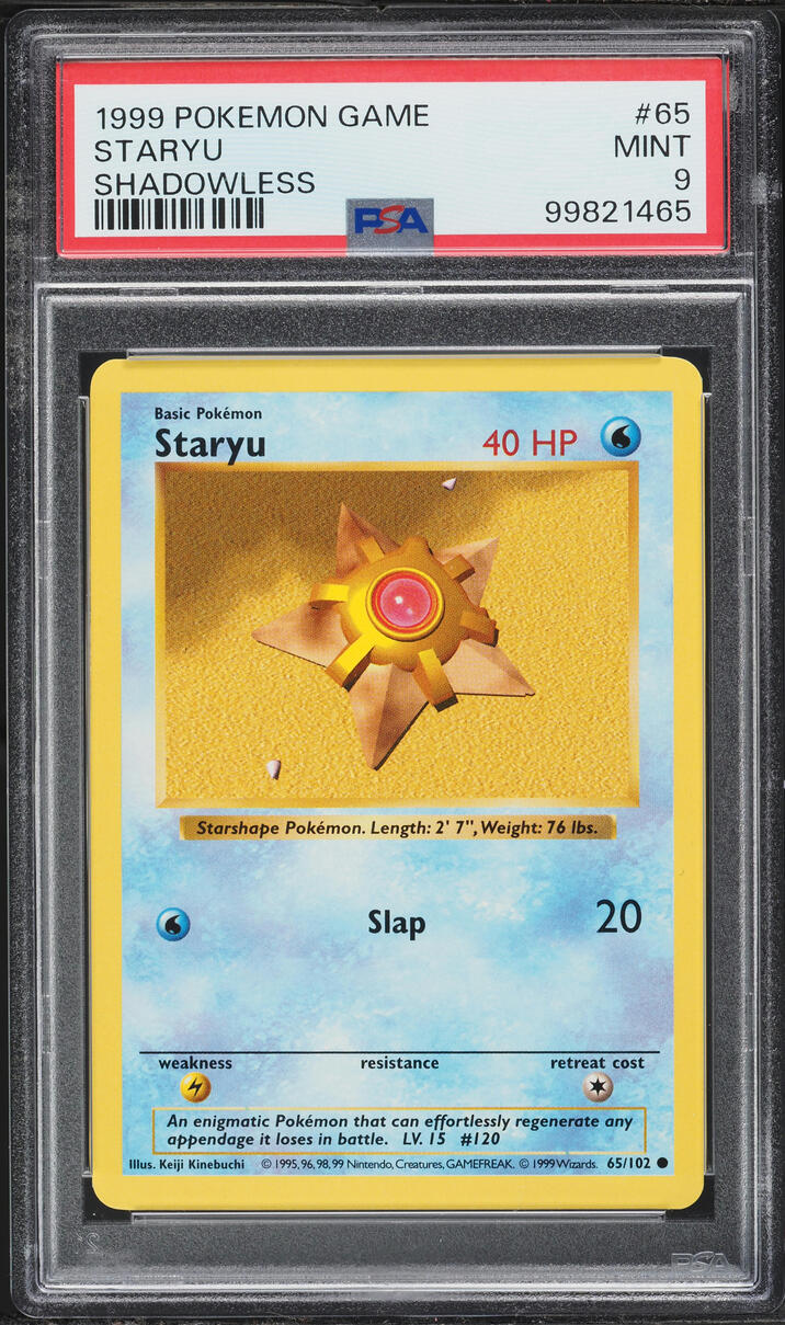 1999 Pokemon Base Set Shadowless Staryu #65 PSA 9 MINT