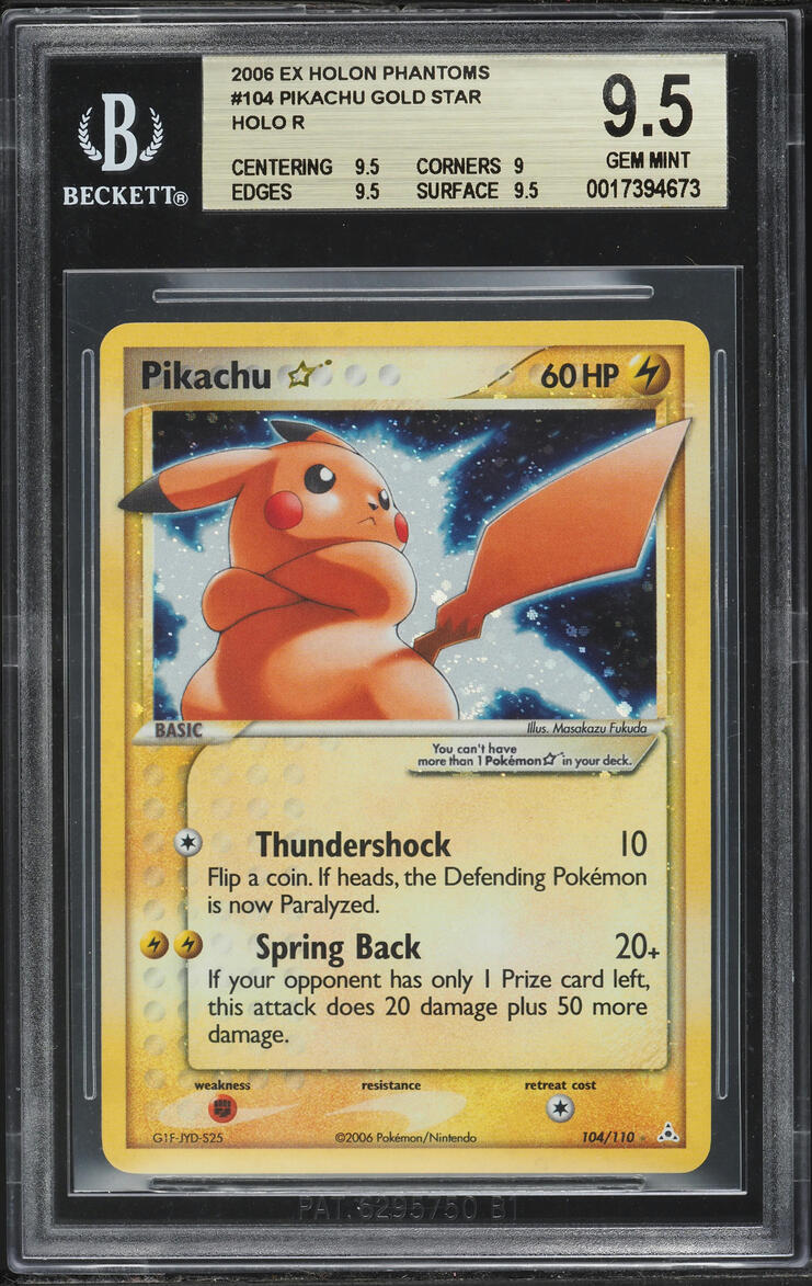 2006 Pokemon EX Holon Phantoms Holo Pikachu Gold Star #104 BGS 9.5 GEM MINT