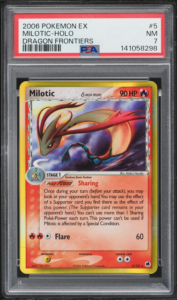 2006 Pokemon EX Dragon Frontiers Holo Milotic #5 PSA 7 NRMT
