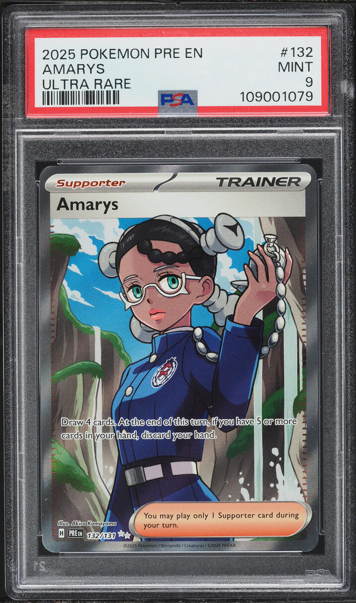 2025 Pokemon Scarlet & Violet Prismatic Evolutions Full Art Amarys #132 PSA 9 MINT