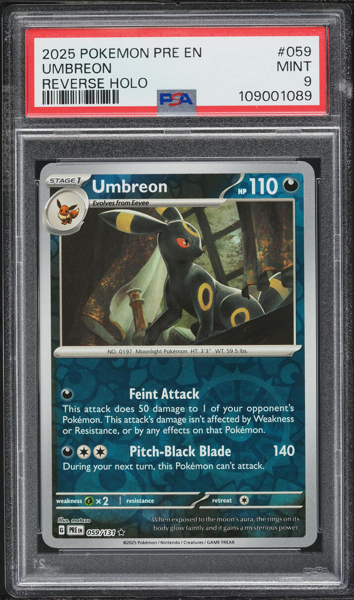 2025 Pokemon SV Prismatic Evolutions Reverse Holo Umbreon #59 PSA 9 MINT