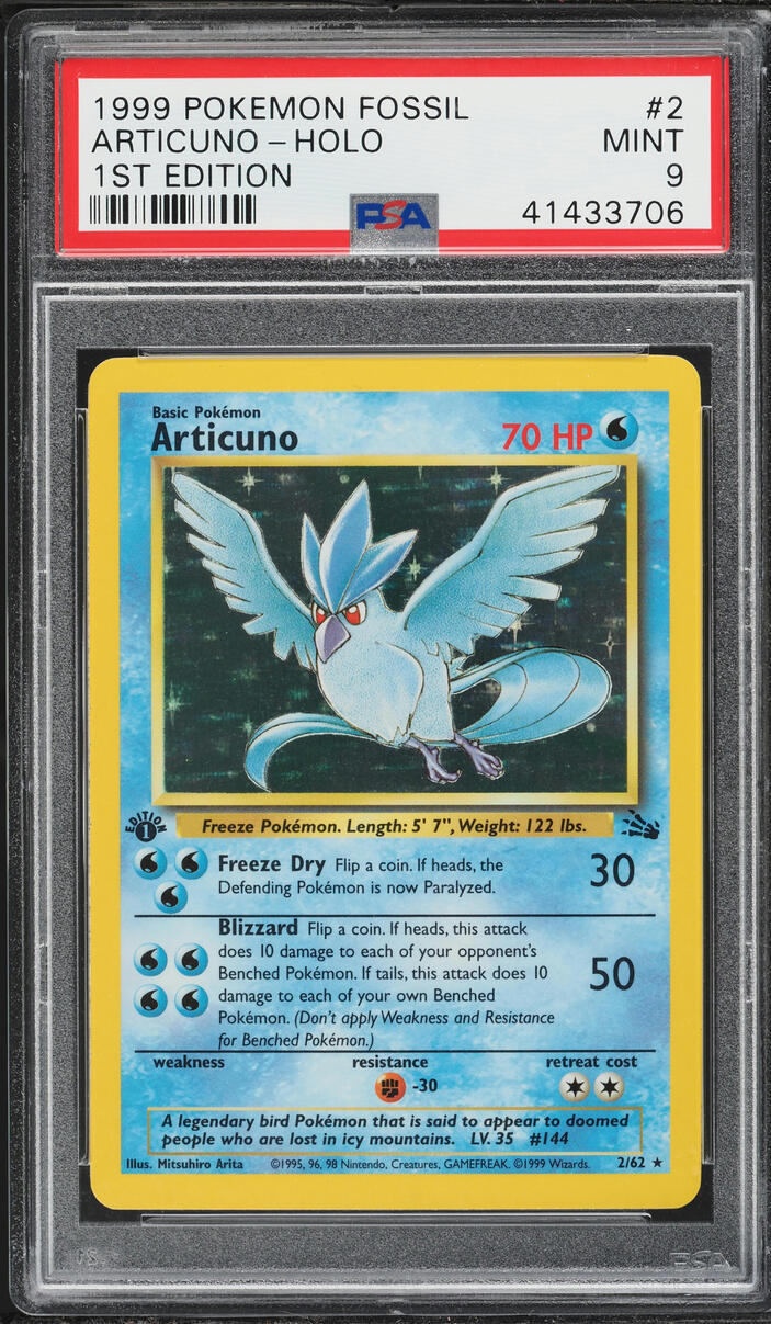1999 Pokemon Fossil 1st Edition Holo Articuno #2 PSA 9 MINT