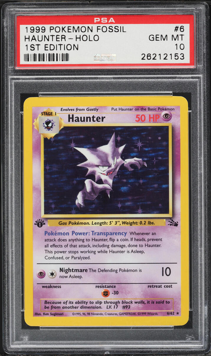 1999 Pokemon Fossil 1st Edition Holo Haunter #6 PSA 10 GEM MINT
