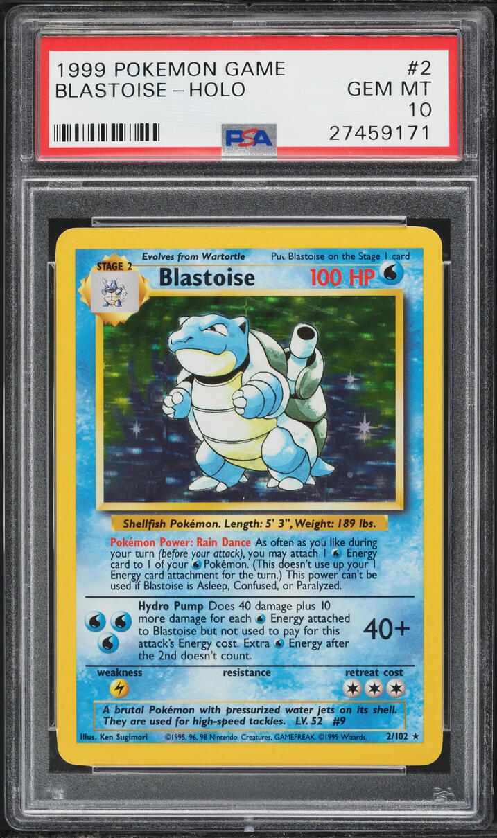 1999 Pokemon Base Set Holo Blastoise #2 PSA 10 GEM MINT