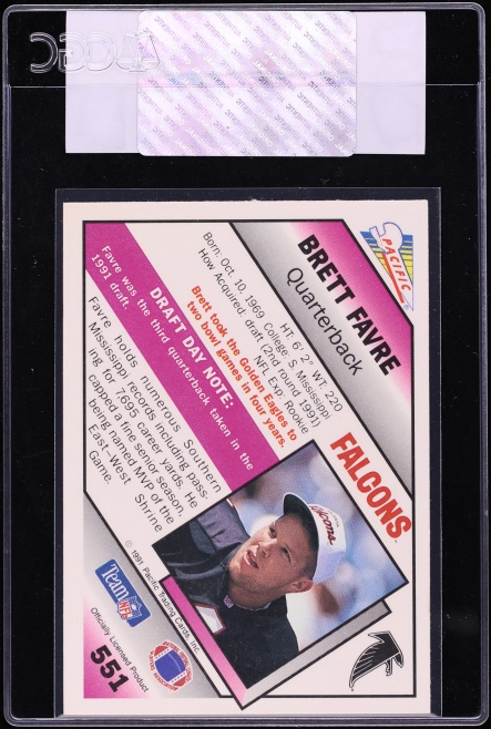1991 Pacific Football Brett Favre ROOKIE #551 CGC AUTH
