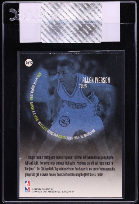 1996 Ultra Basketball Allen Iverson ROOKIE #7 CGC AUTH