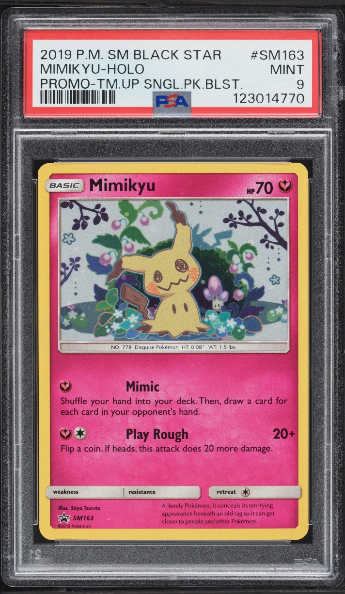 2019 Pokemon Sun & Moon Black Star Promo Team Up Holo Mimikyu #SM163 PSA 9 MINT