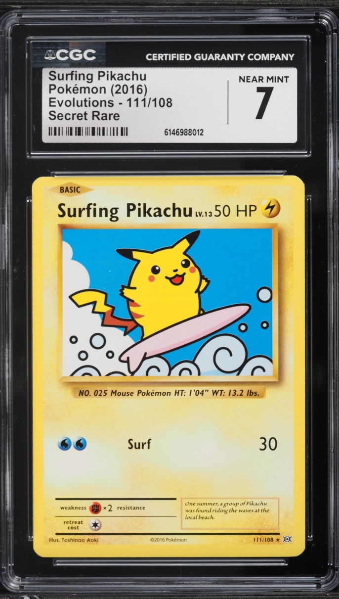 2016 Pokemon XY Evolutions Surfing Pikachu #111 CGC 7 NRMT