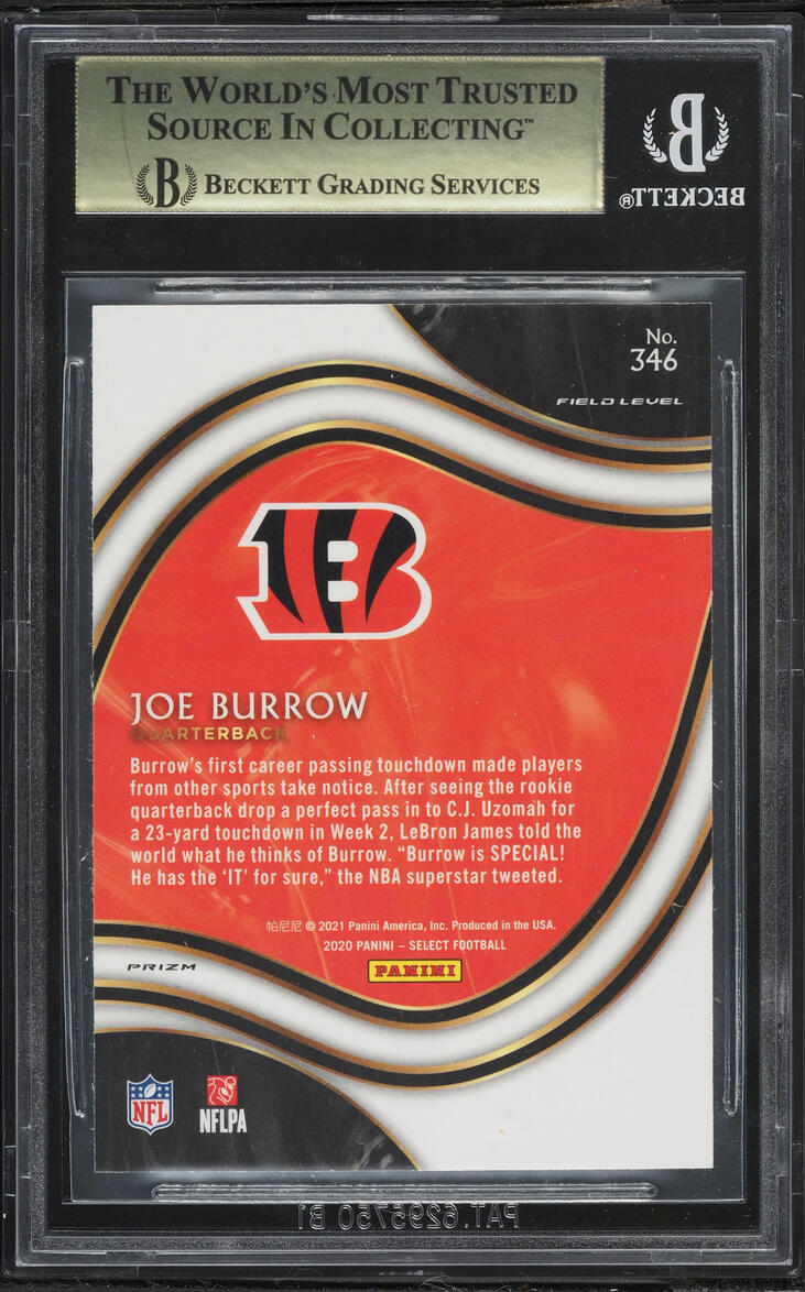 2020 Select Field Level Silver Prizm Joe Burrow ROOKIE #346 BGS 9.5 GEM MINT