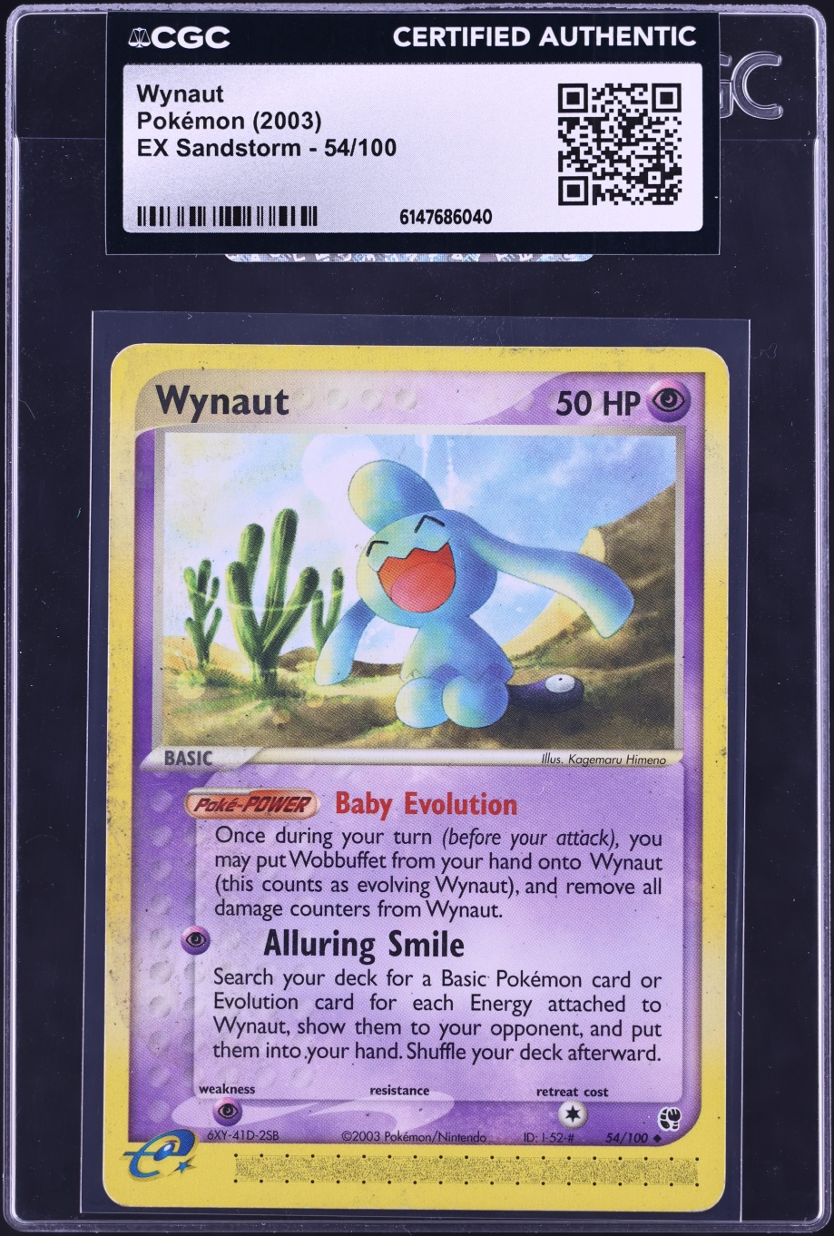 2003 Pokemon EX Sandstorm Wynaut #54 CGC AUTH