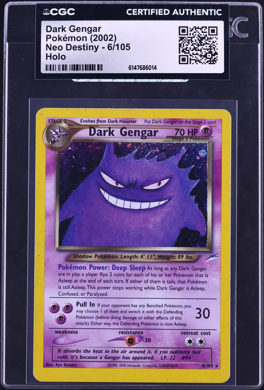 2002 Pokemon Neo Destiny Holo Dark Gengar #6 CGC AUTH