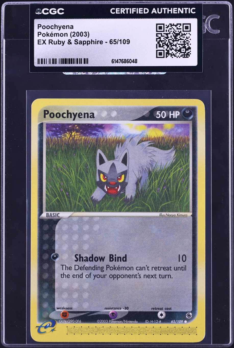 2003 Pokemon EX Ruby & Sapphire Poochyena #65 CGC AUTH