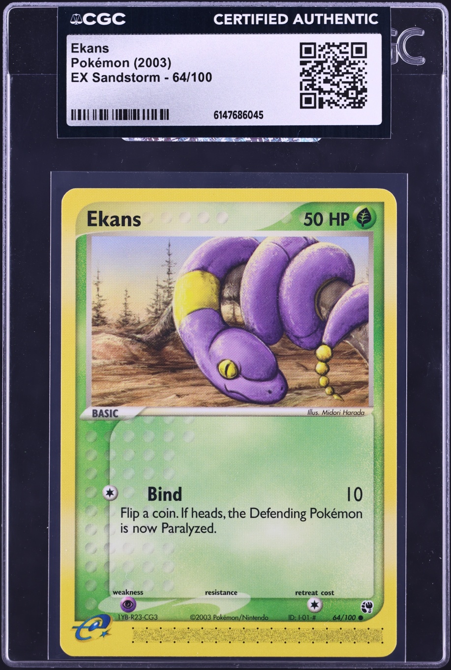 2003 Pokemon EX Sandstorm Ekans #64 CGC AUTH