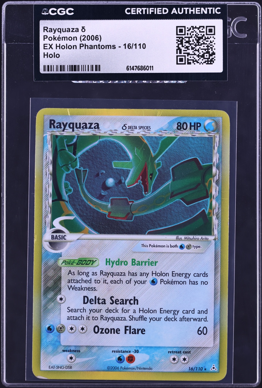 2006 Pokemon EX Holon Phantoms Holo Rayquaza #16 CGC AUTH