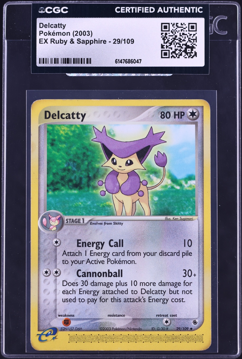 2003 Pokemon EX Ruby & Sapphire Delcatty #29 CGC AUTH