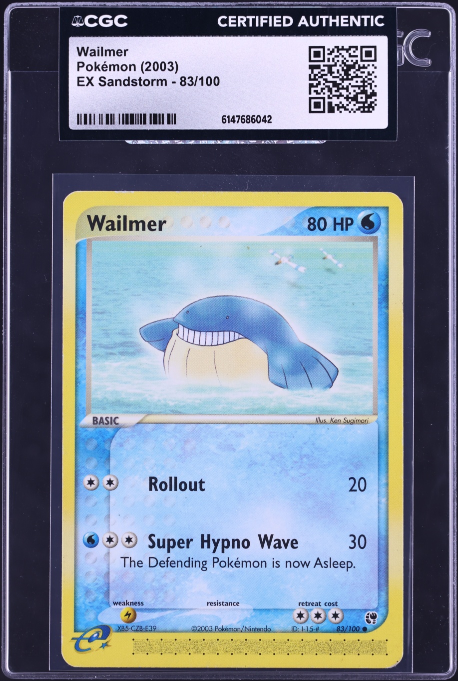 2003 Pokemon EX Sandstorm Wailmer #83 CGC AUTH