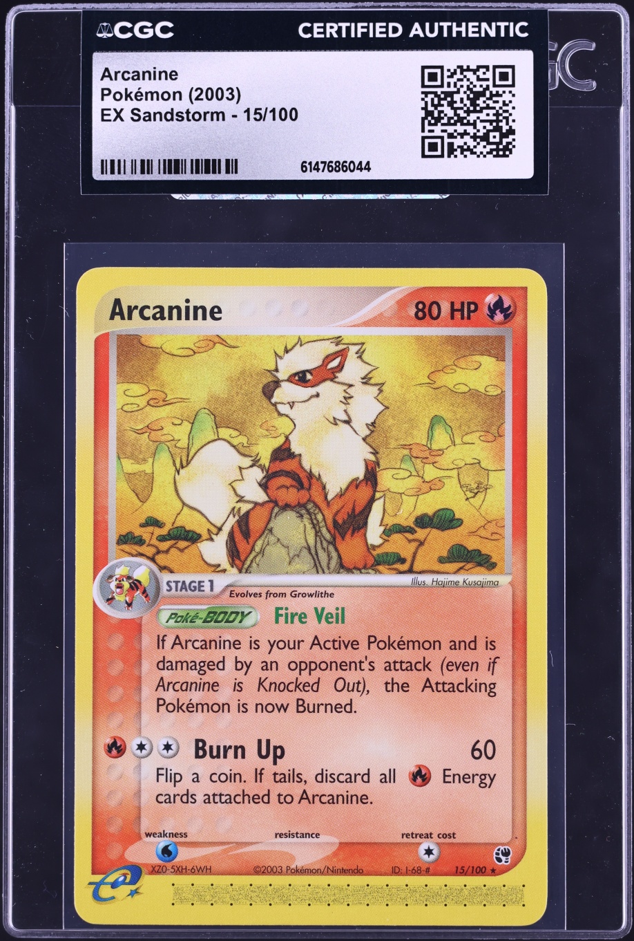 2003 Pokemon EX Sandstorm Arcanine #15 CGC AUTH