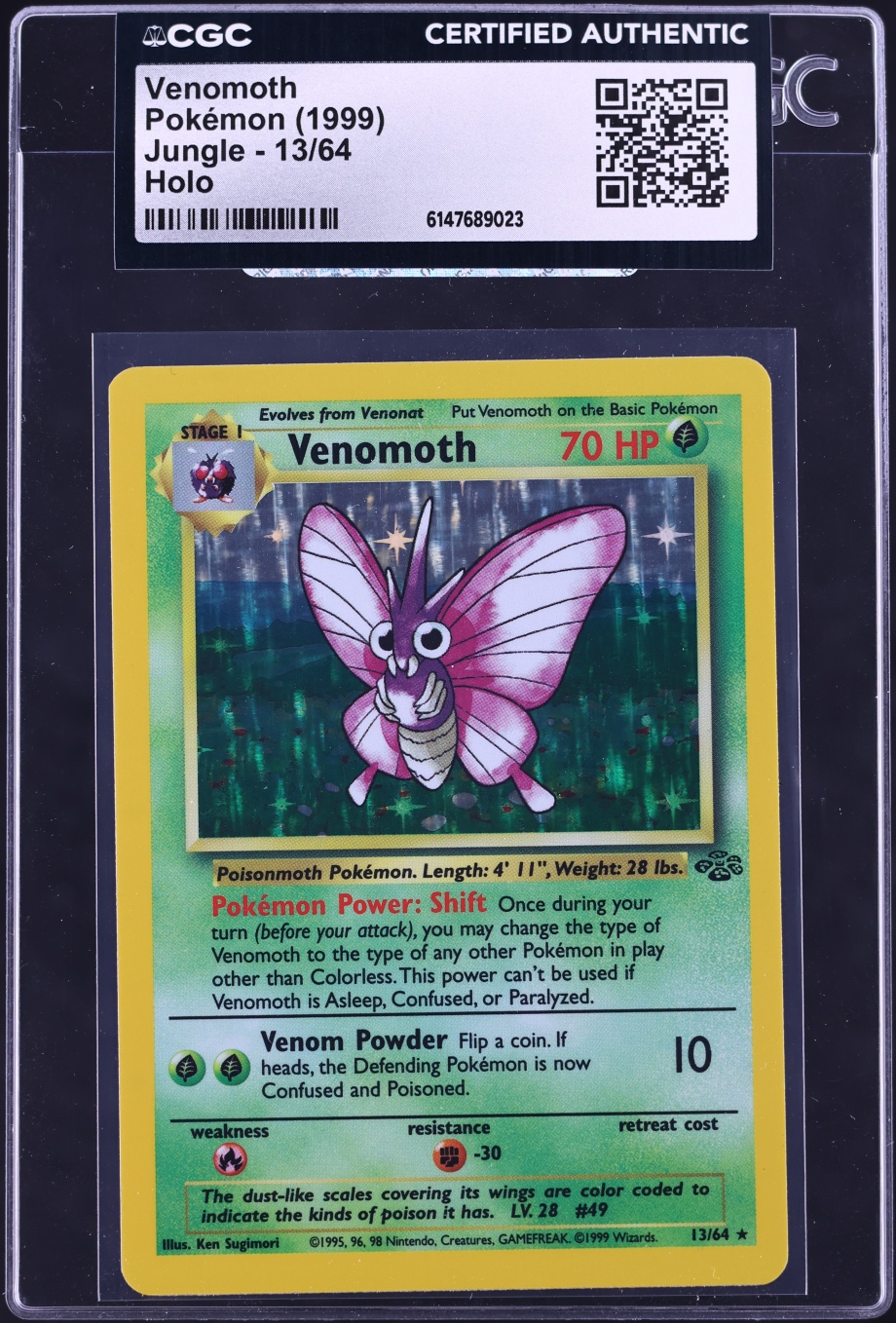 1999 Pokemon Jungle Holo Venomoth #13 CGC AUTH