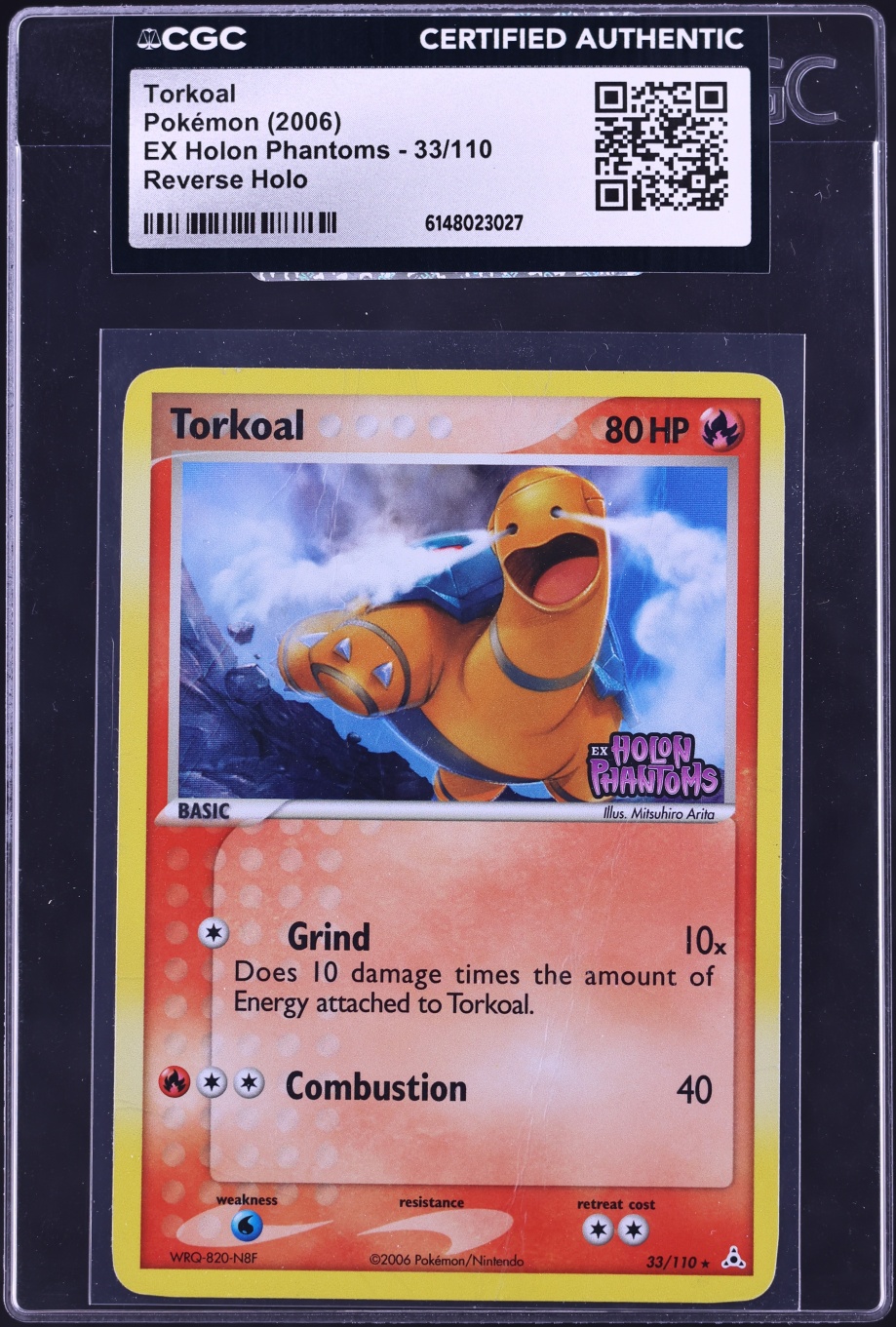 2006 Pokemon EX Holon Phantoms Reverse Holo Torkoal #33 CGC AUTH